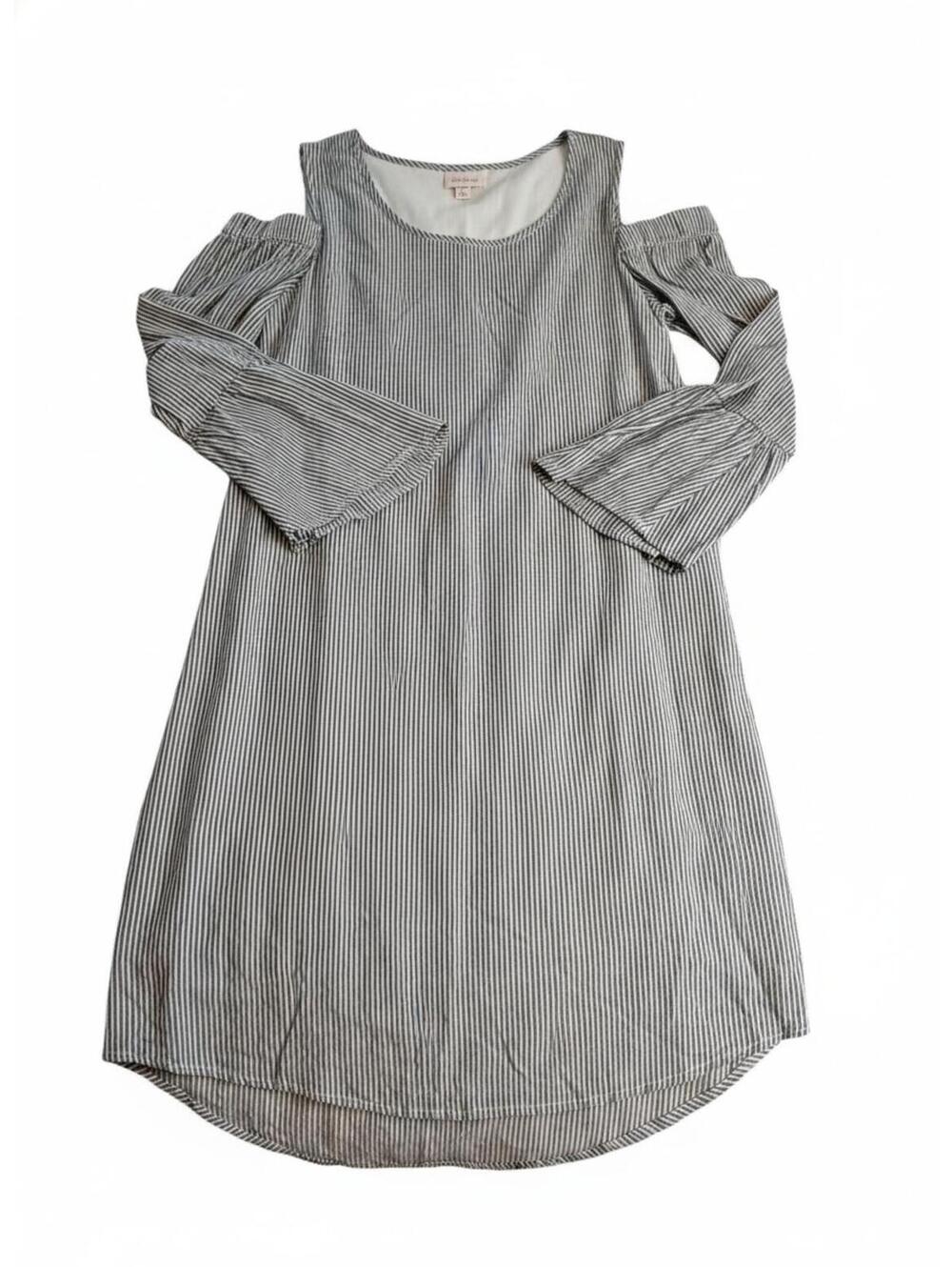Merona Cutout Shoulder Shift Summer Dress Grey Striped Sz S